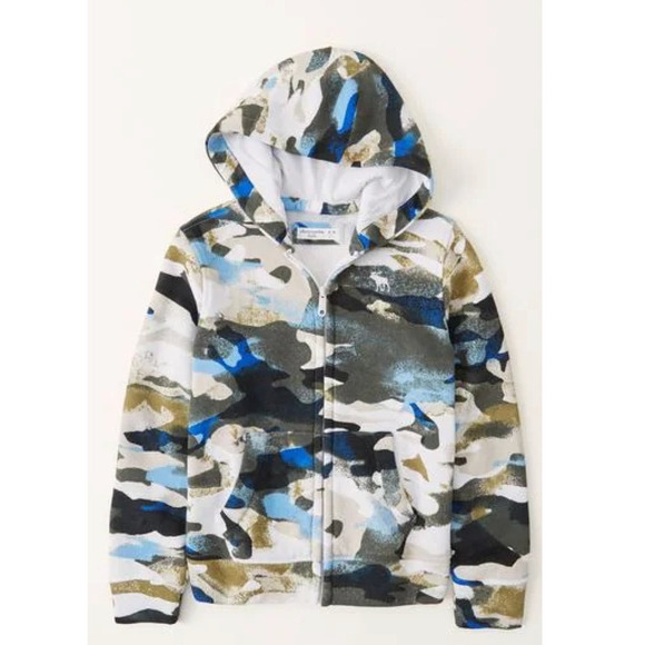 Abercrombie & Fitch Camouflage Effect Kids Zip Up Hoodie Size 11 / 12 - Picture 1 of 7
